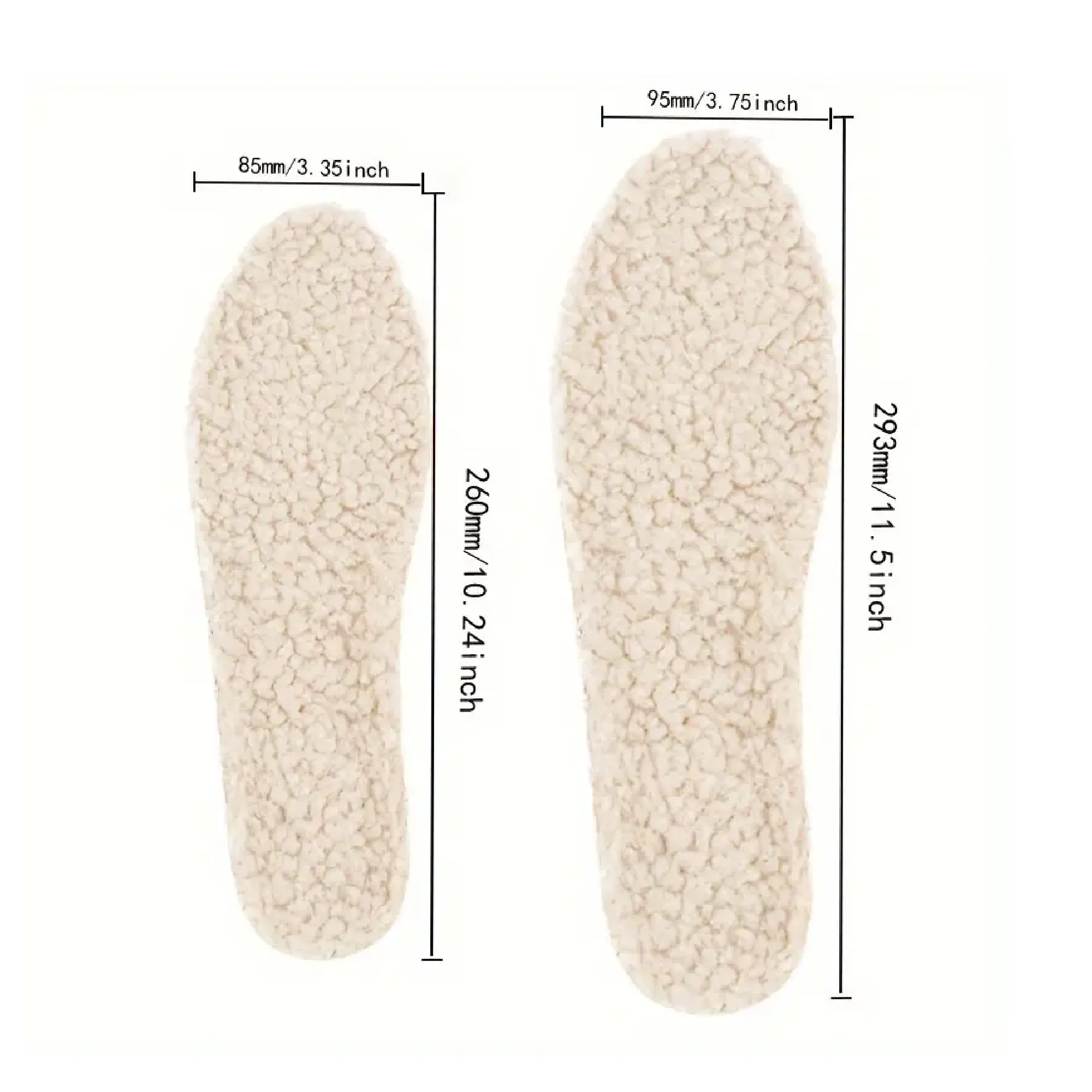 1pair Lamb Wool Warm Insoles, Massage Shock Absorption Insoles, Lamb Velvet Winter Sports Insoles, Can Be Cut