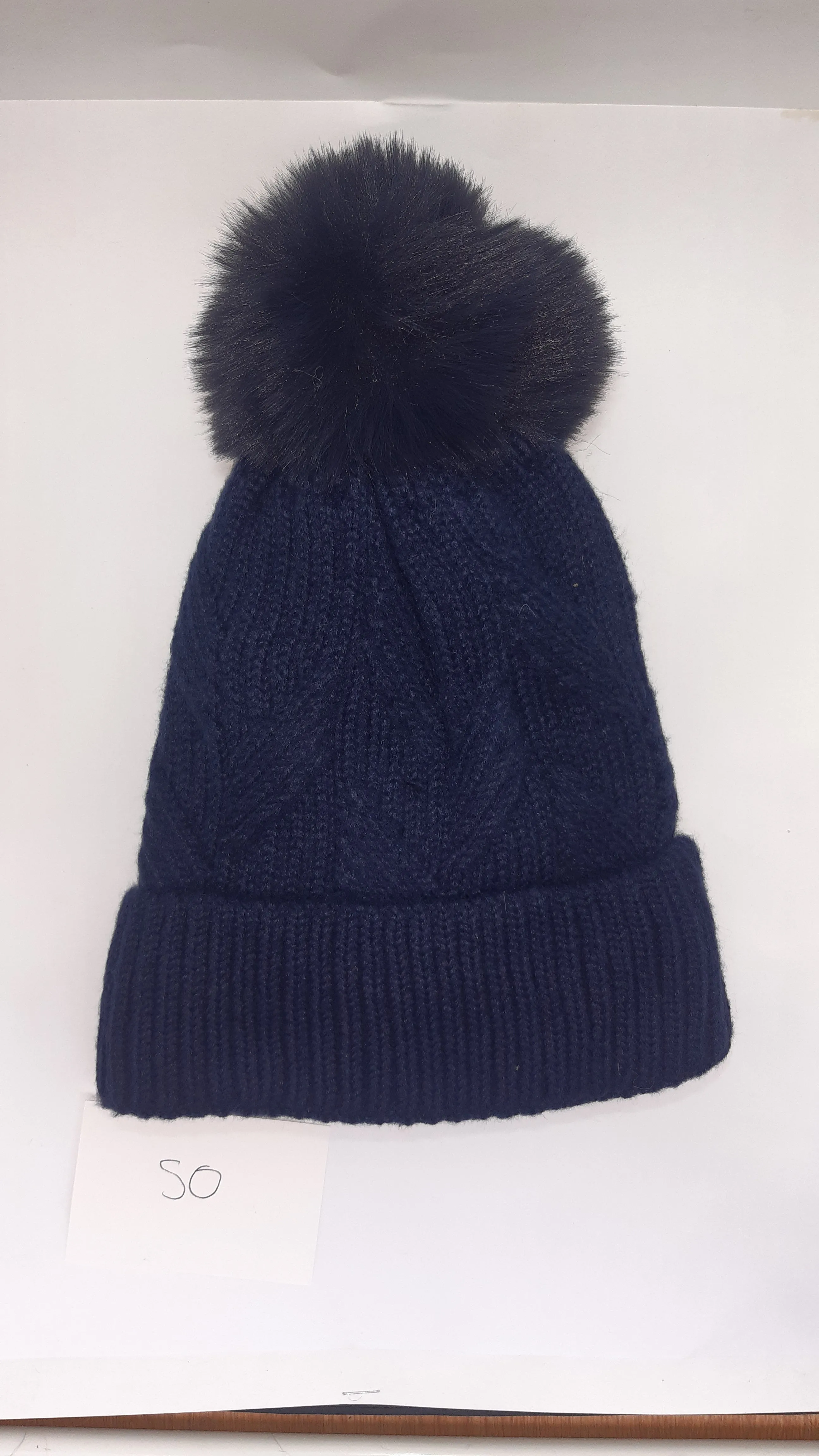 ACRYLIC WEAVE PATTERN POM POM HAT AW23-RMD-50