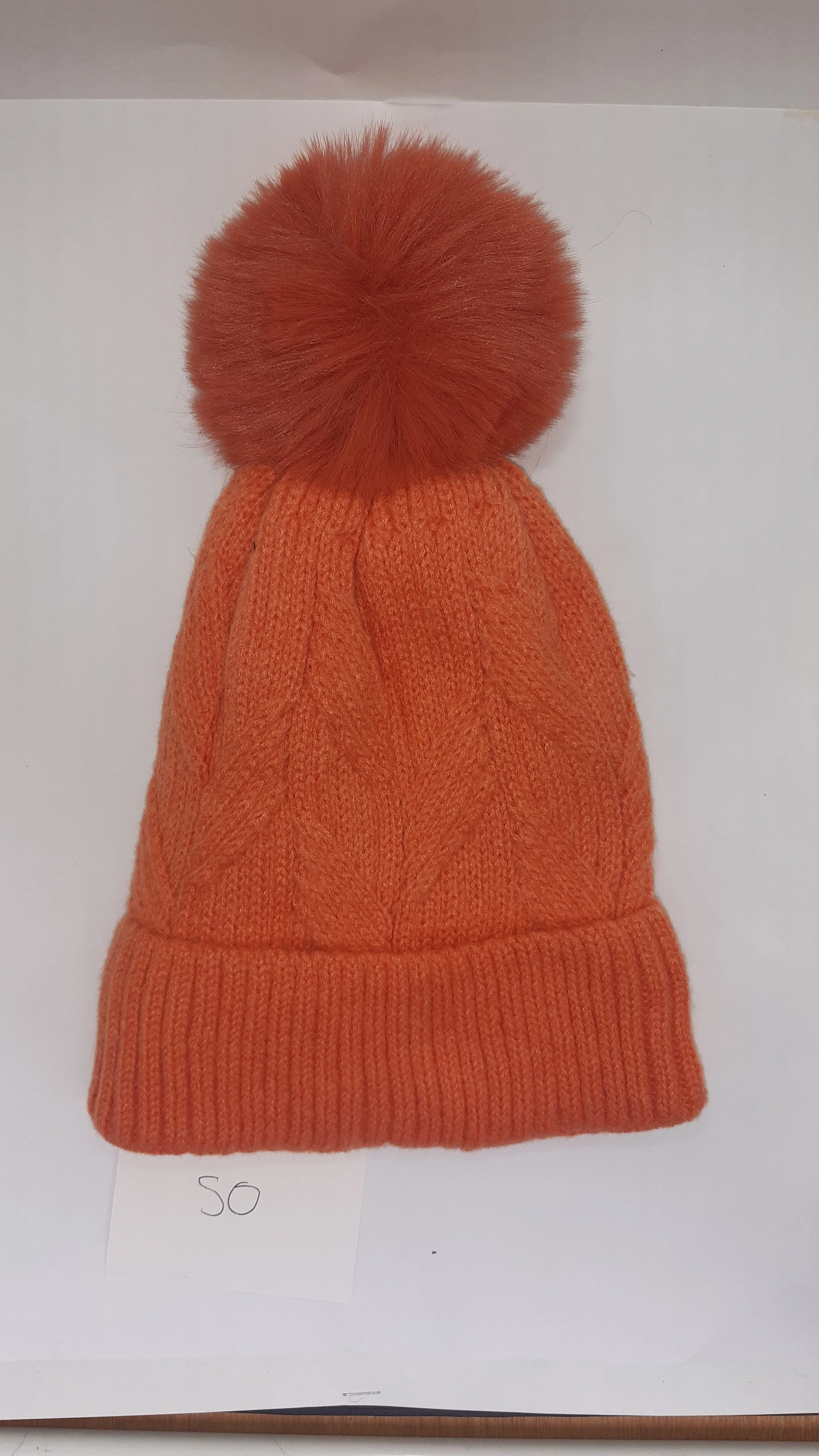 ACRYLIC WEAVE PATTERN POM POM HAT AW23-RMD-50