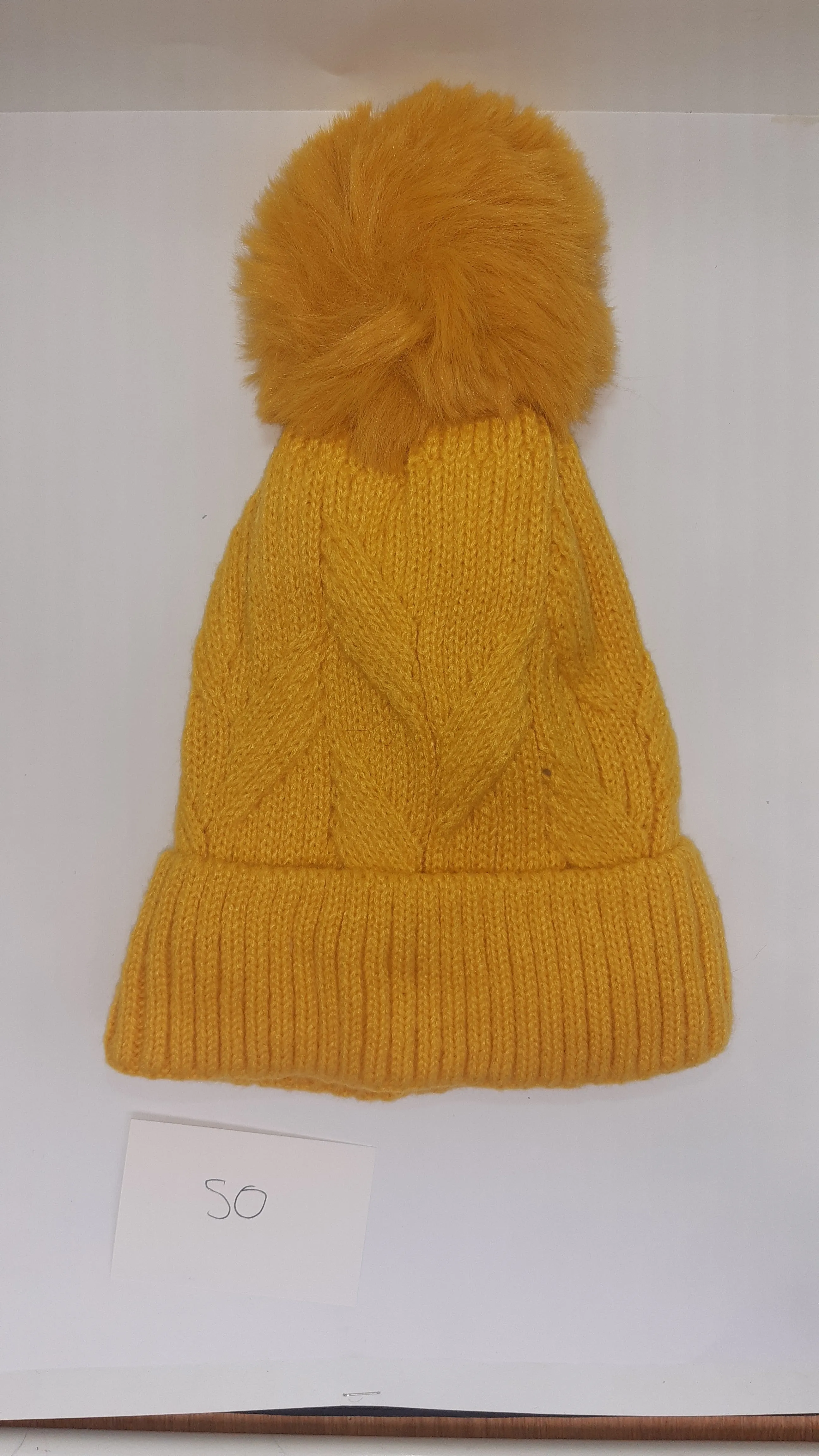 ACRYLIC WEAVE PATTERN POM POM HAT AW23-RMD-50