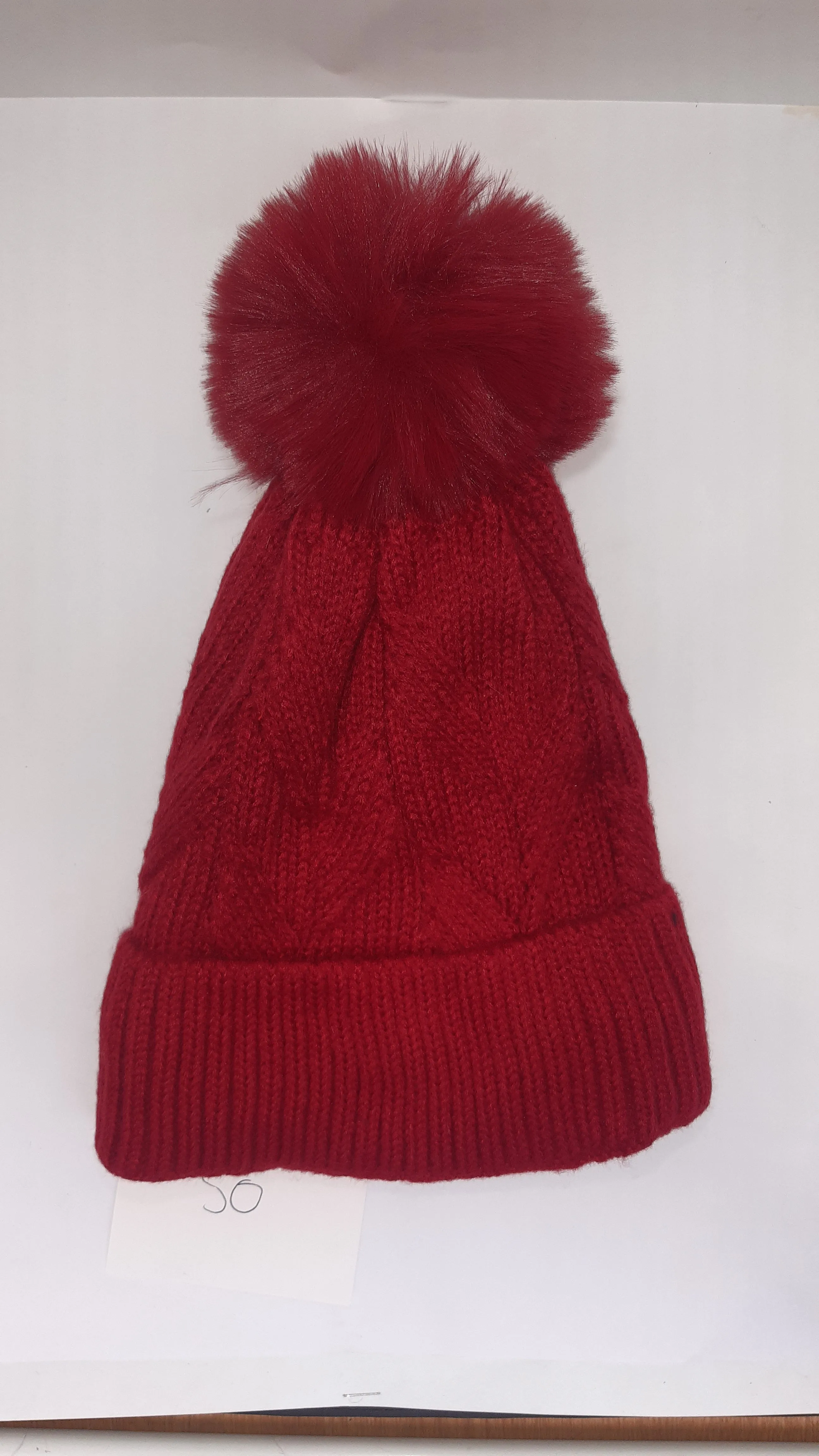 ACRYLIC WEAVE PATTERN POM POM HAT AW23-RMD-50