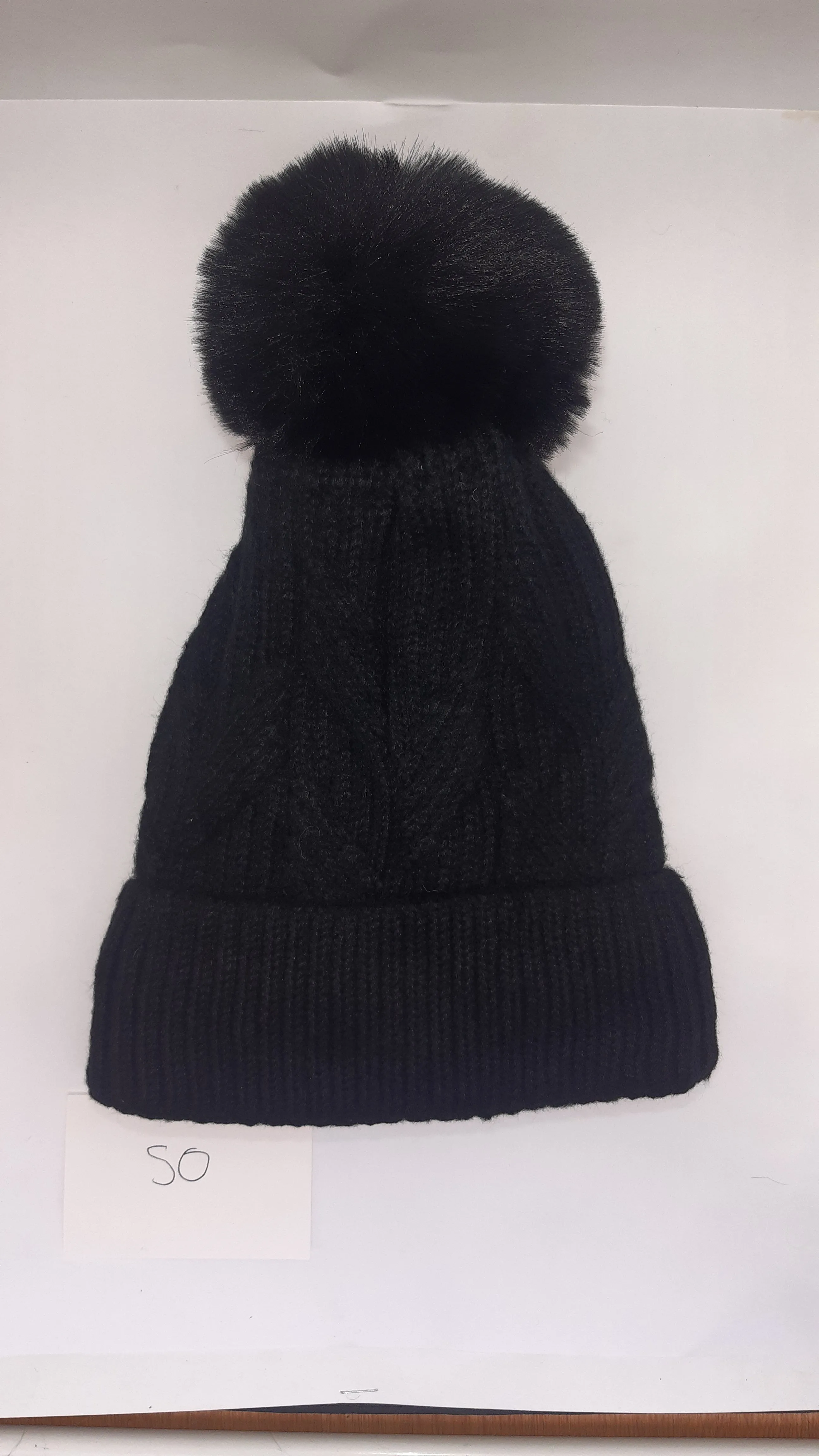 ACRYLIC WEAVE PATTERN POM POM HAT AW23-RMD-50