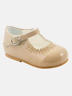 Baby Girl MARY JANE Shoes Emma Scalloped Trim - Beige/Camel