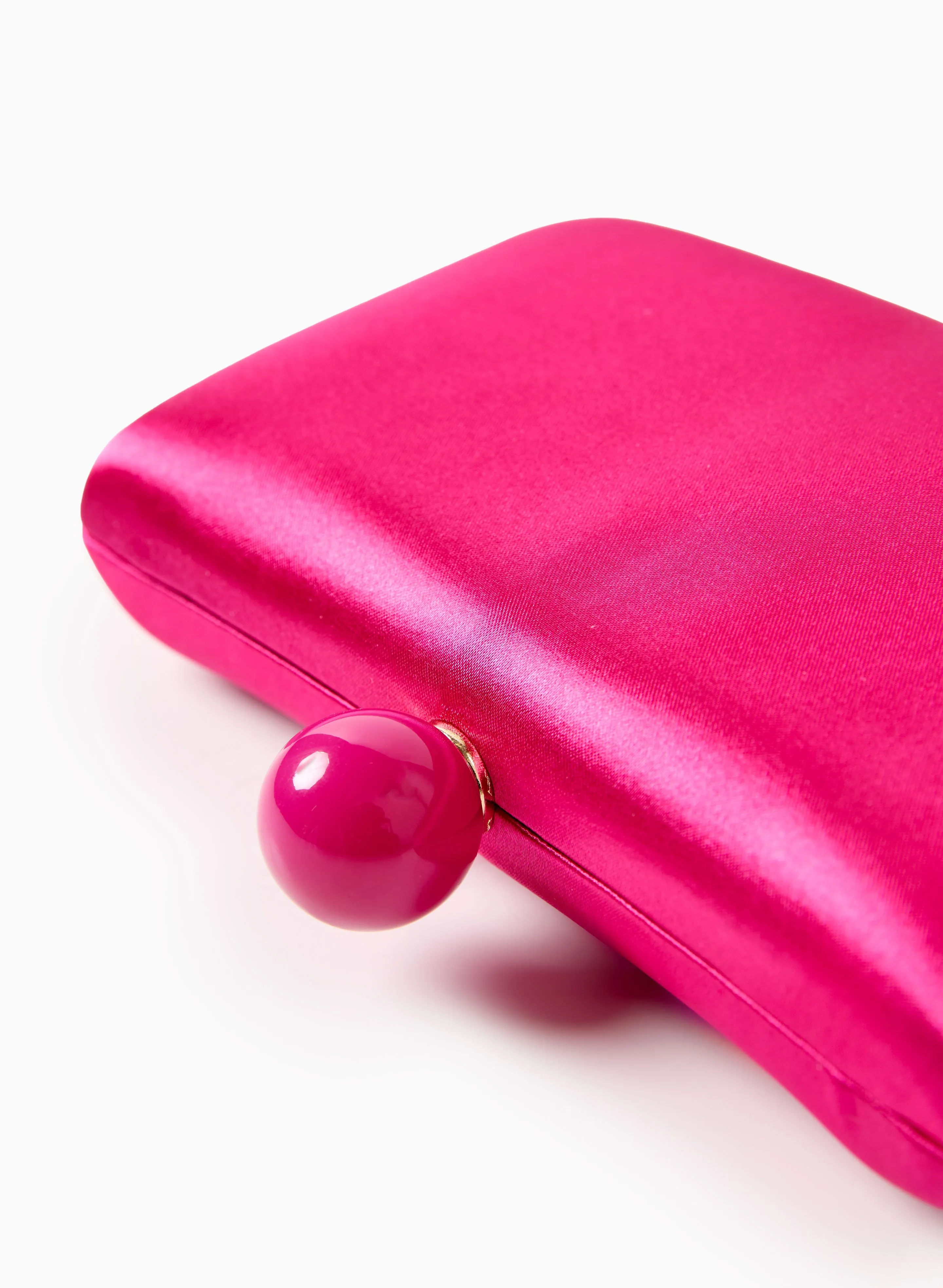 Ball Detail Satin Box Clutch