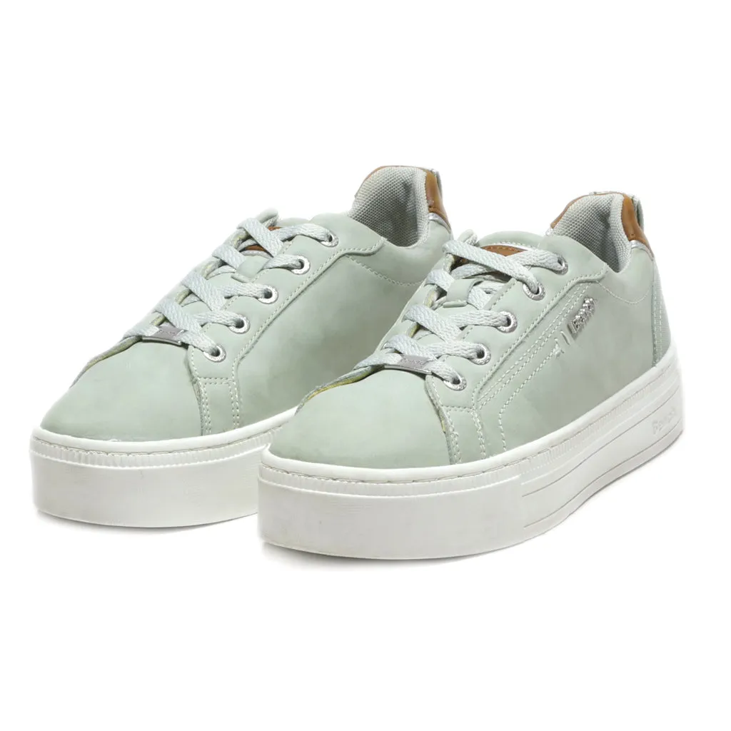 Bershka Low-Top Sneakers Leather Green Colour For Women