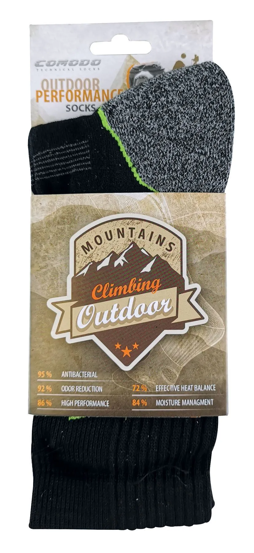 COMODO - Trekking Performance Socks (6-8 / Black - Green)