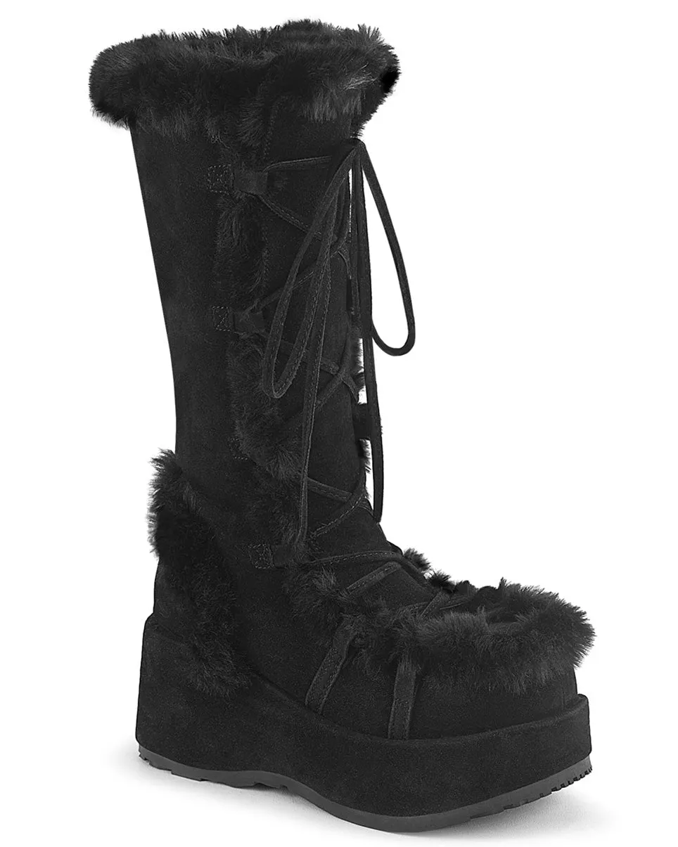 Demonia Black Winter Solstice Faux Fur Boots