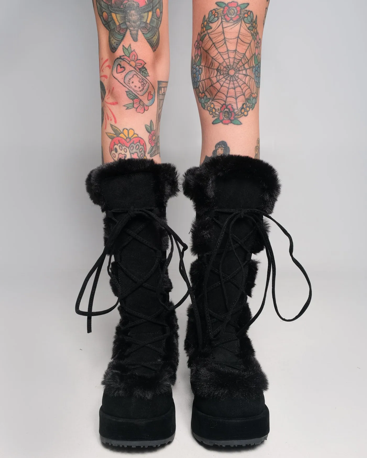 Demonia Black Winter Solstice Faux Fur Boots