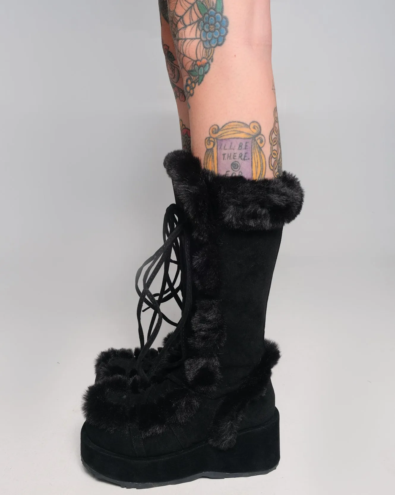 Demonia Black Winter Solstice Faux Fur Boots