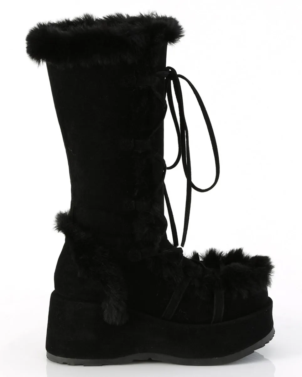 Demonia Black Winter Solstice Faux Fur Boots