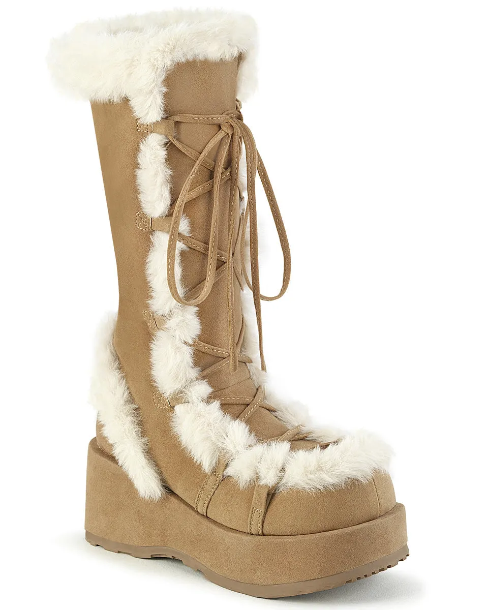 Demonia Brown Winter Solstice Faux Fur Boots