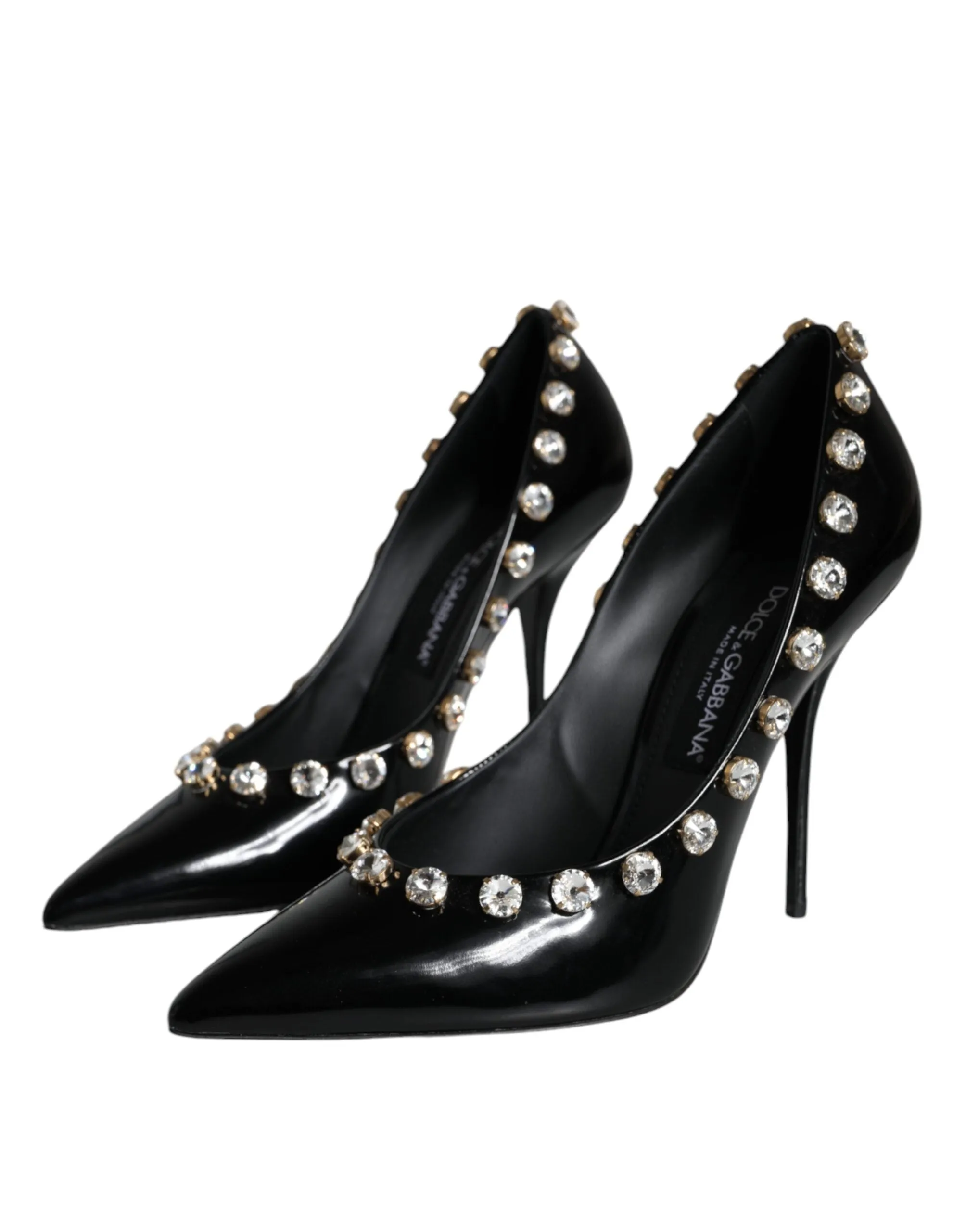 Dolce & Gabbana Crystal Pumps In Black Leather