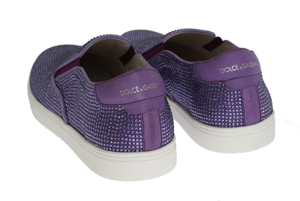 Dolce & Gabbana Purple Strass Canvas Logo Sneakers