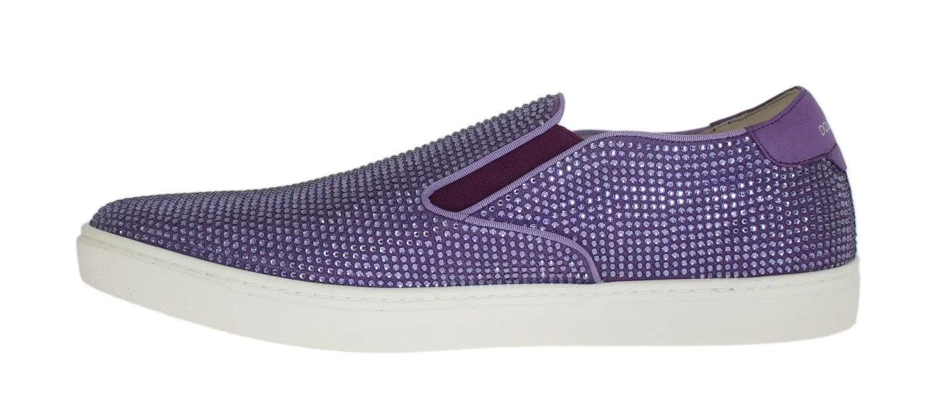 Dolce & Gabbana Purple Strass Canvas Logo Sneakers