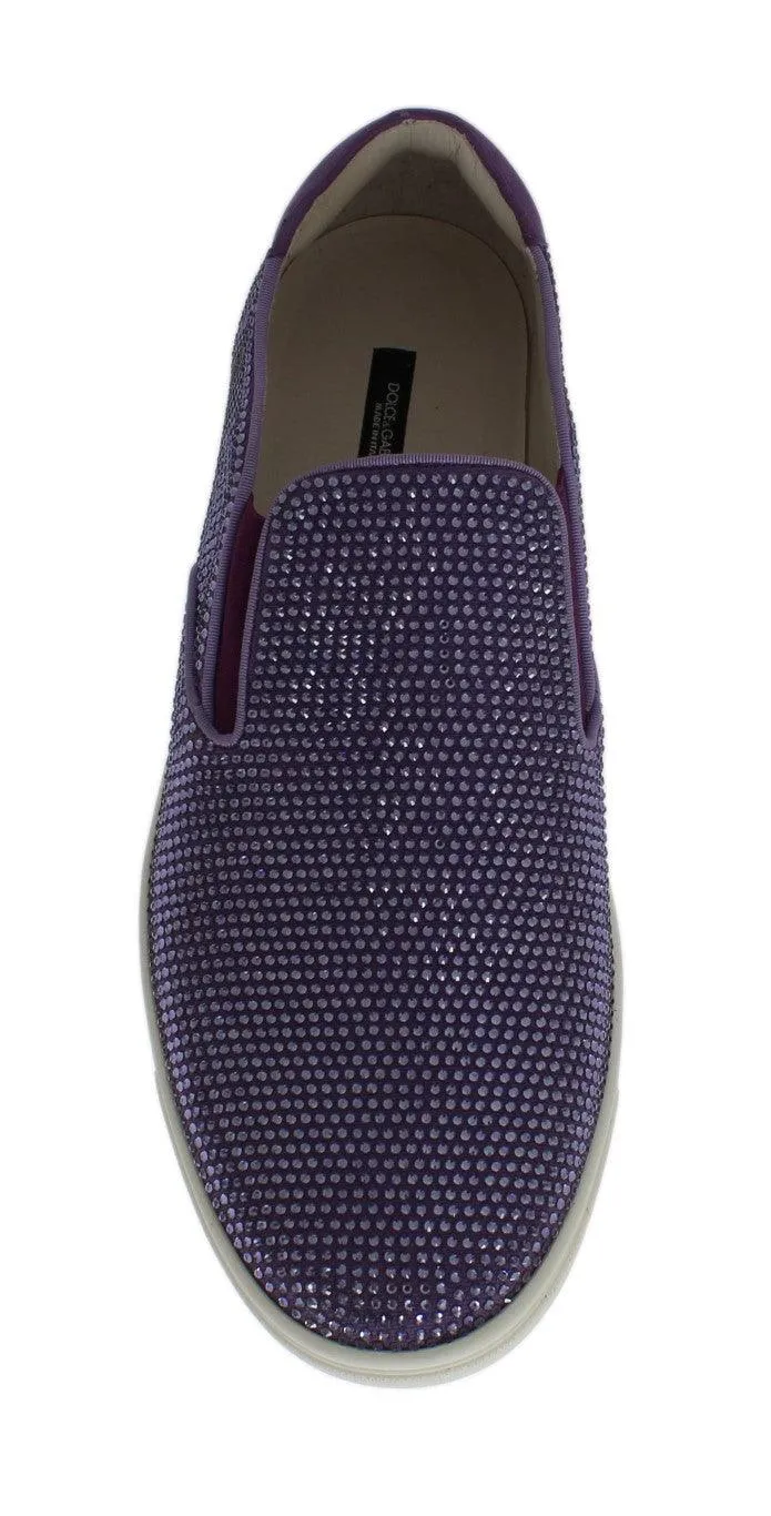 Dolce & Gabbana Purple Strass Canvas Logo Sneakers