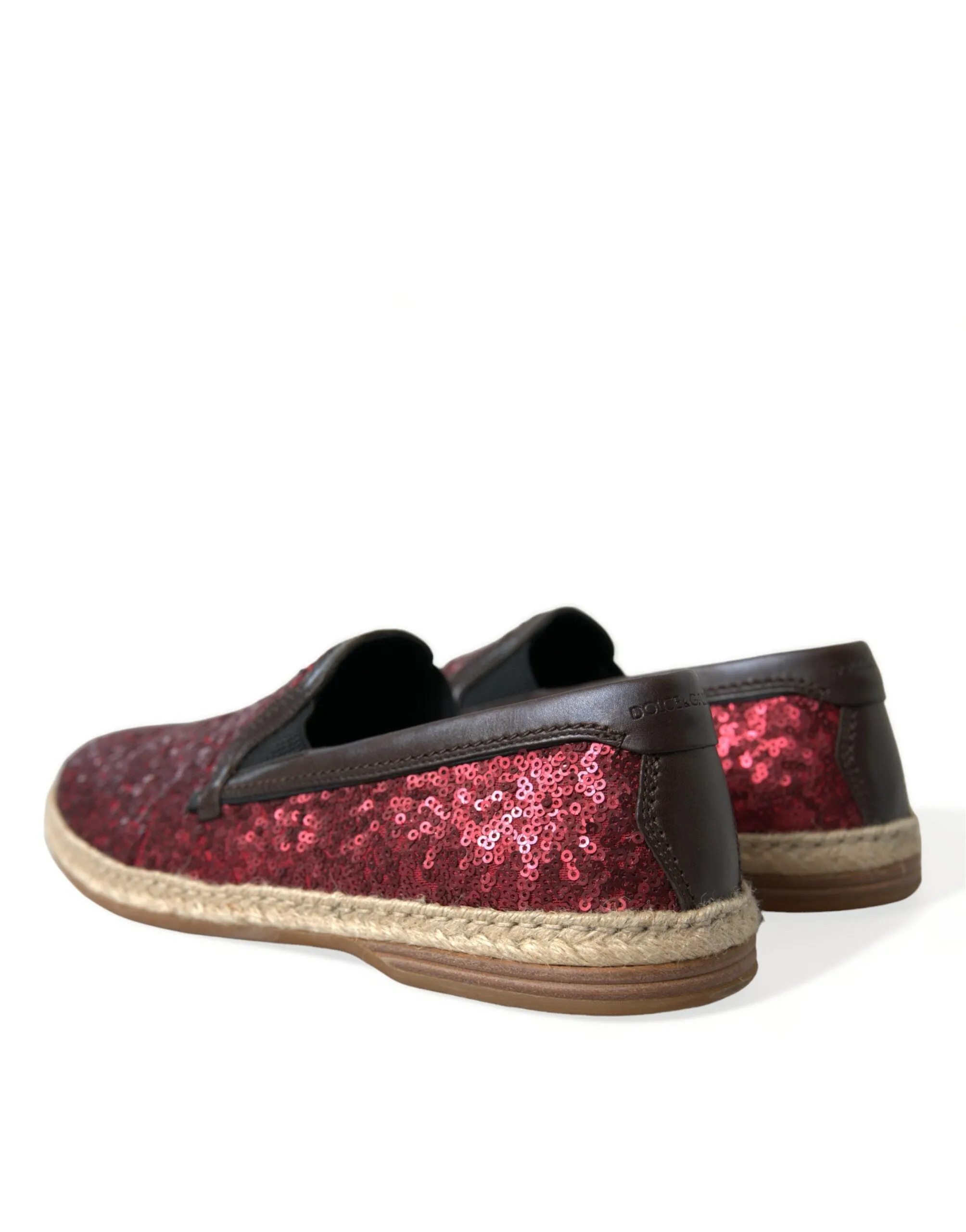 Dolce & Gabbana Red Sequined Leather Loafers