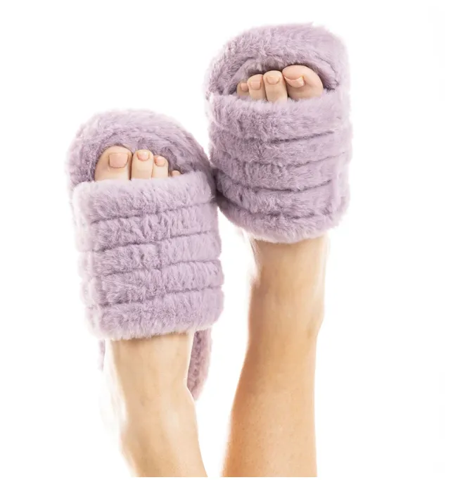 Faux Fur Purple Fuzzy Slippers