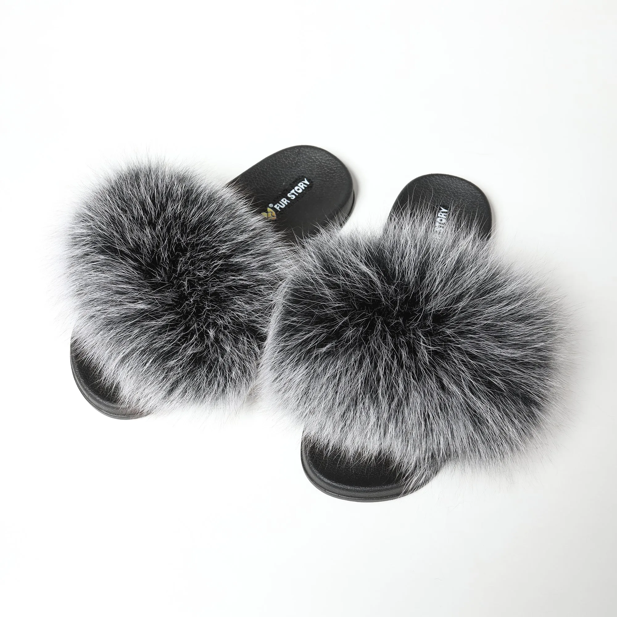 Fluffy Slides Furry Slipper Sandals (Flat-Solid color)