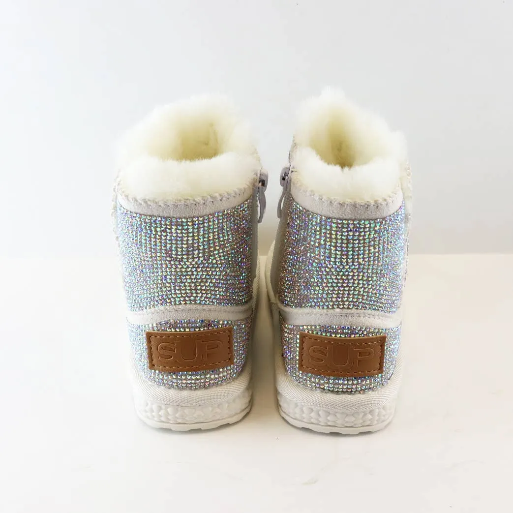 Handcrafted Rhinestone Boot With Fur