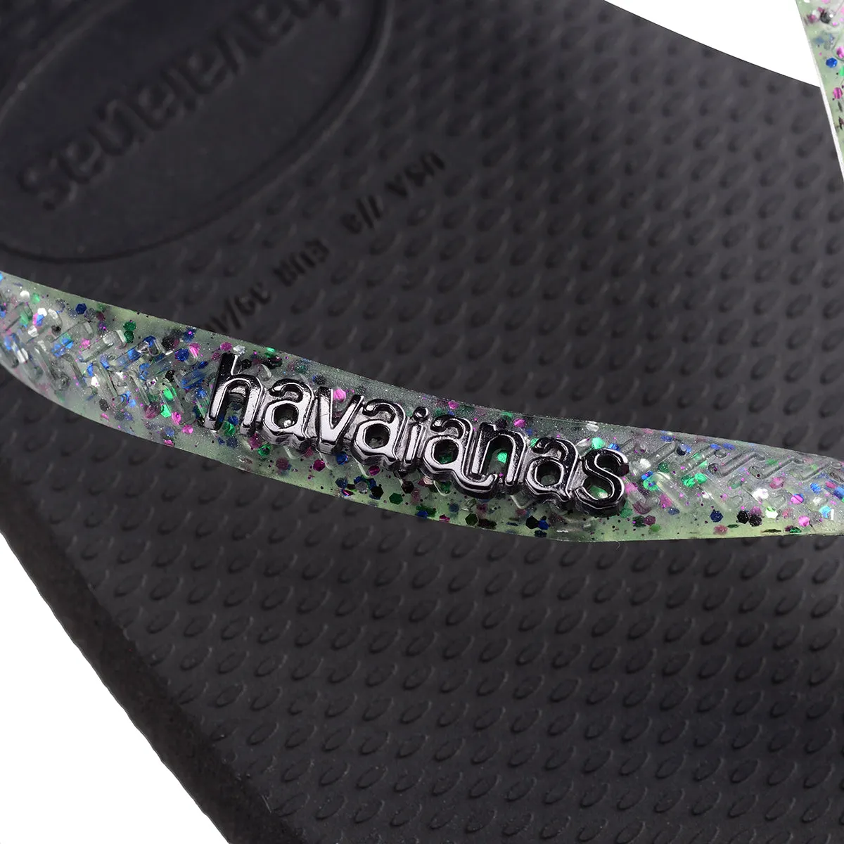 Havaianas Square Glitter Metallic Logo In Black For Women