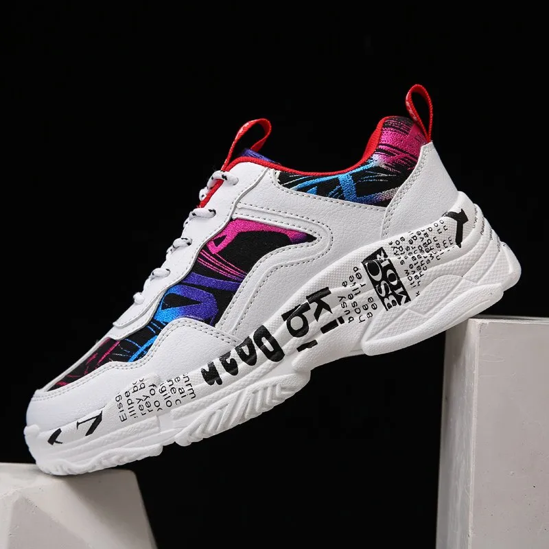 Hot Sale Lovers Fashion Graffiti Sneakers Men Shoes Colorful Print Men Casual Sneakers Breathable Trainers Man zapatillas hombre