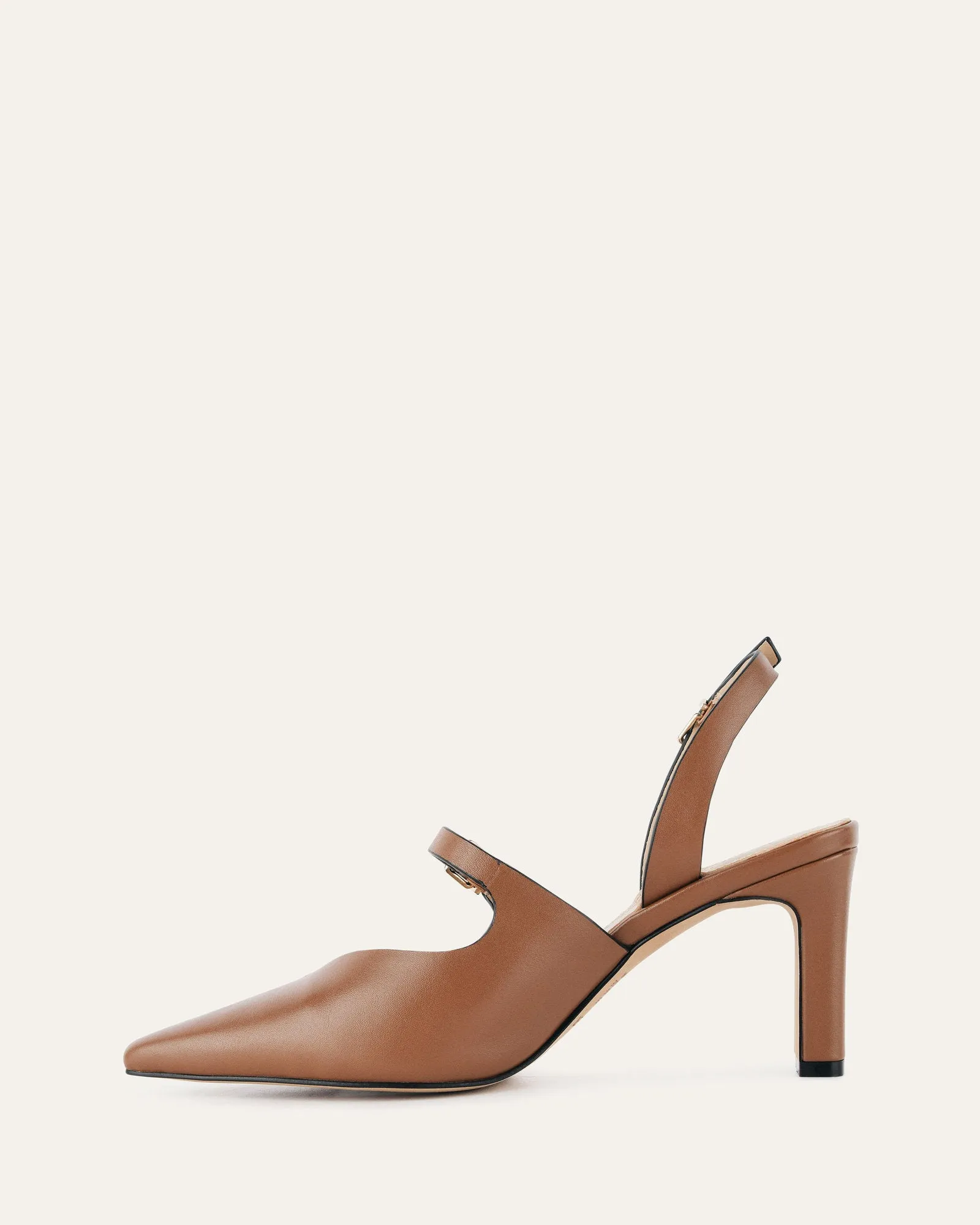 INGRID MID HEEL TAN LEATHER