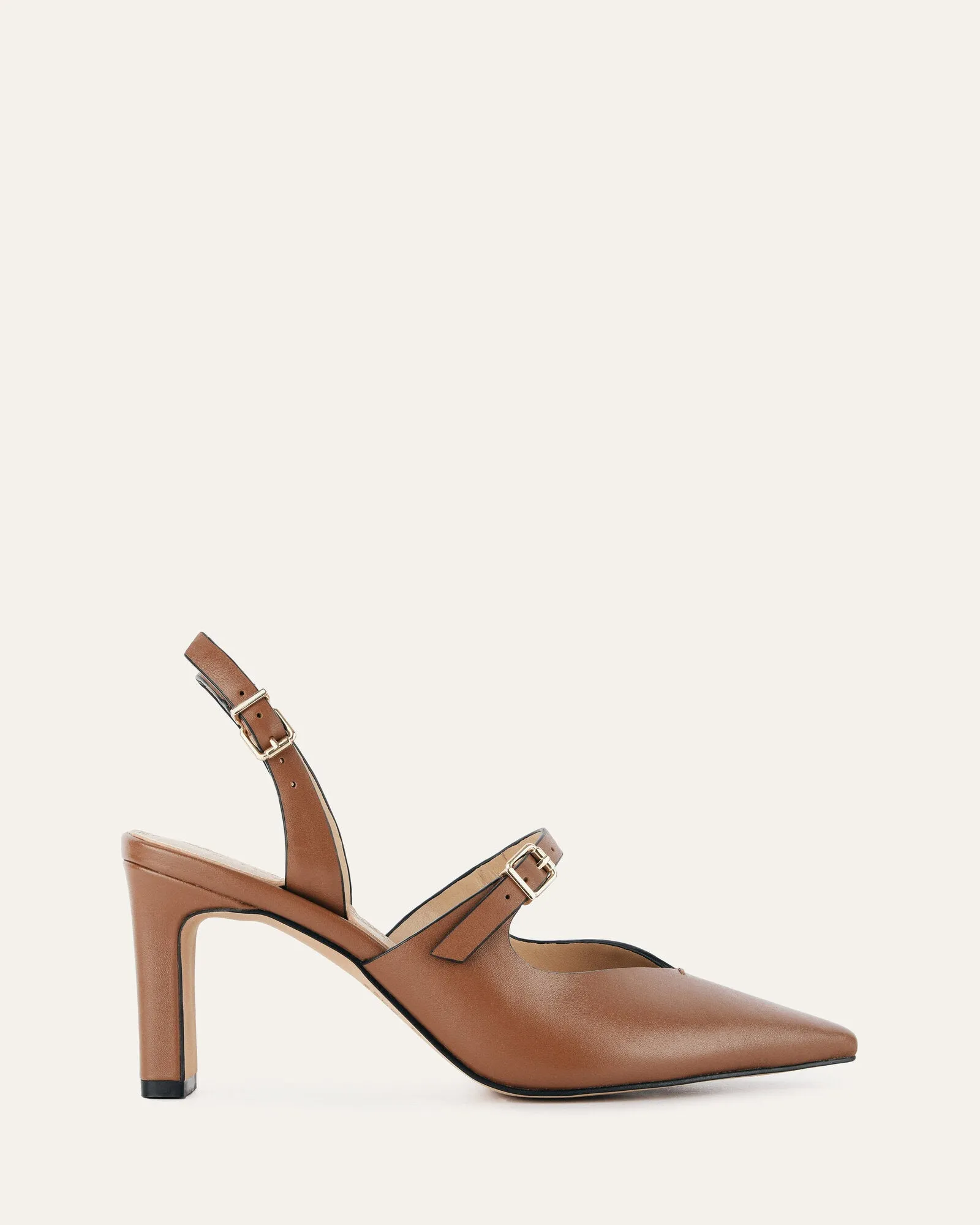 INGRID MID HEEL TAN LEATHER