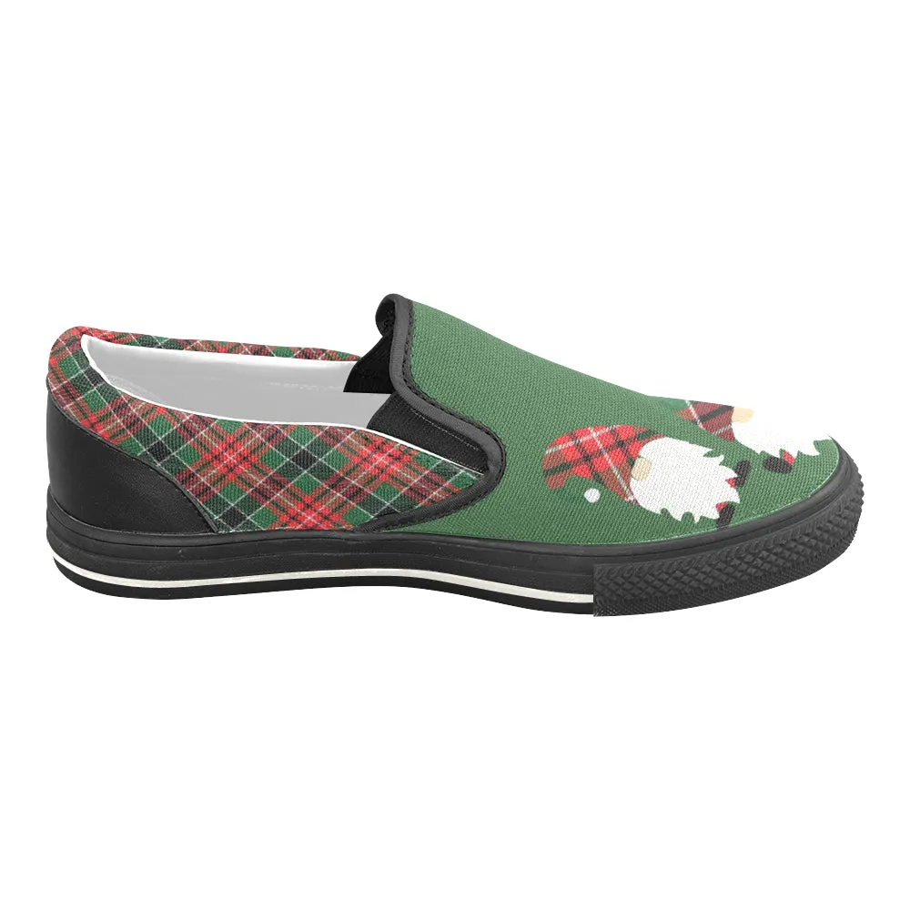 Kid's Elves Christmas Print Canvas Slip On Shoes