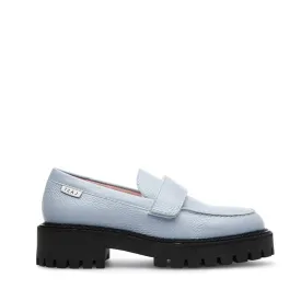 Lady Dusty Blue Leather Loafers