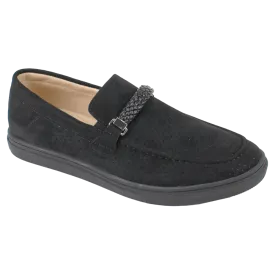 Men's Black Loafers Slip-On Shoes Suede Material Summer Drivers