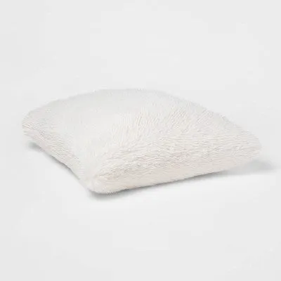 New - Euro Luxe Faux Fur Decorative Throw Pillow Cream - Threshold