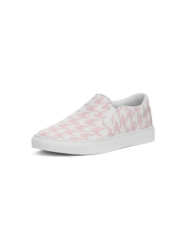 Pale Pink Large Houndstooth Women's Slip-On Canvas Shoe