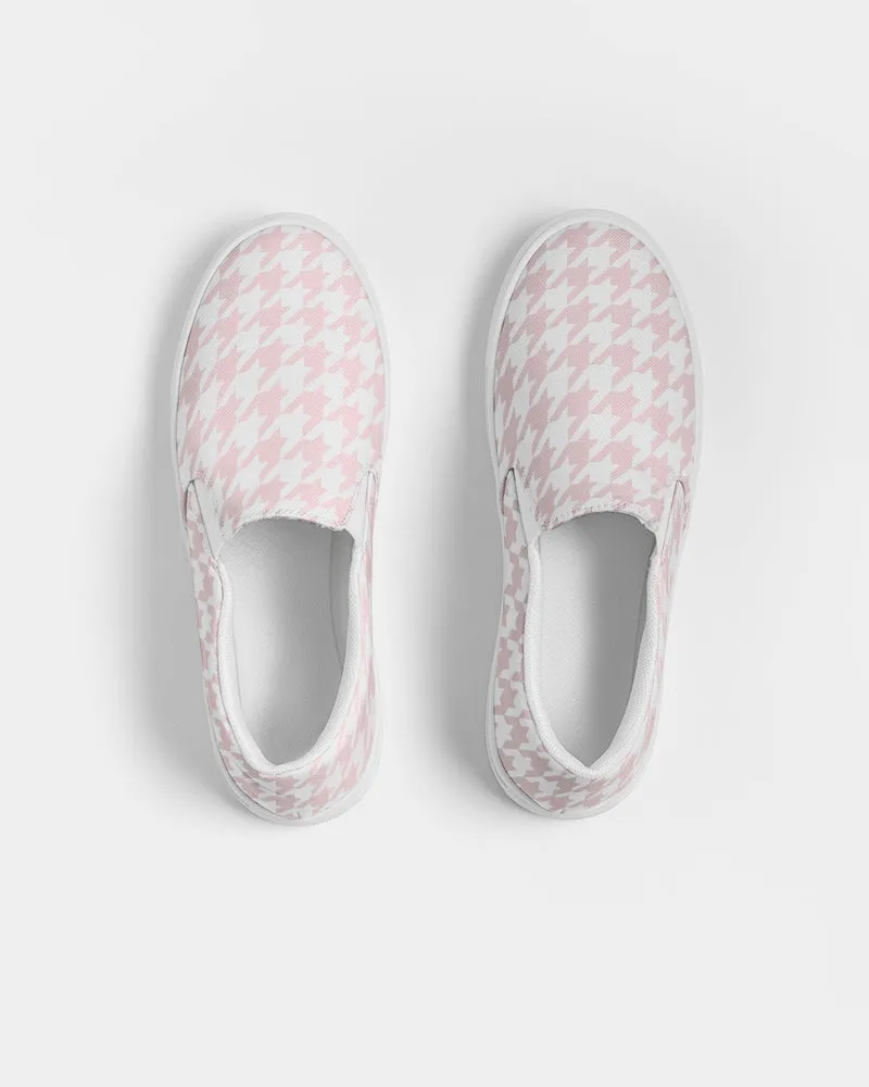 Pale Pink Large Houndstooth Women's Slip-On Canvas Shoe