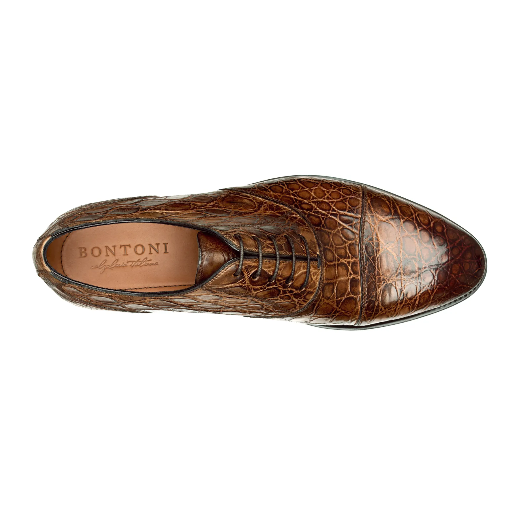 "Cipriani" Five-Eyelet Crocodile Oxford with Hand-Stitched Cap Toe