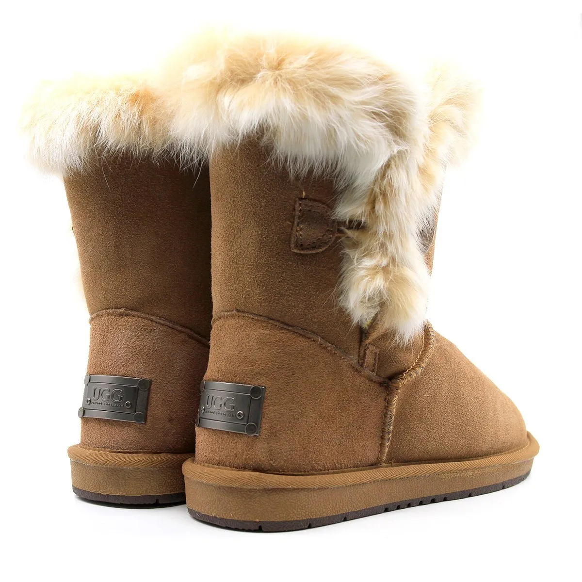 Short Button Fur UGG Boots