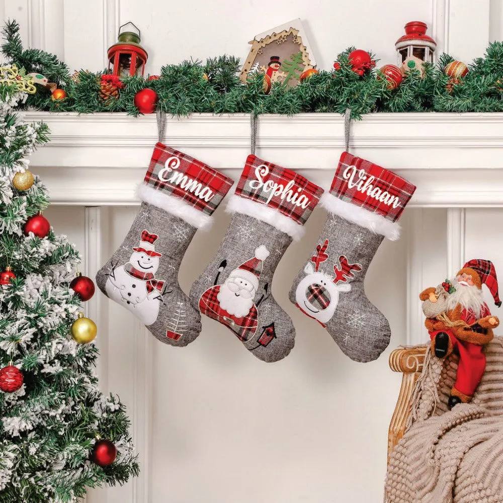 Silver Bells Stocking - Happy Santa