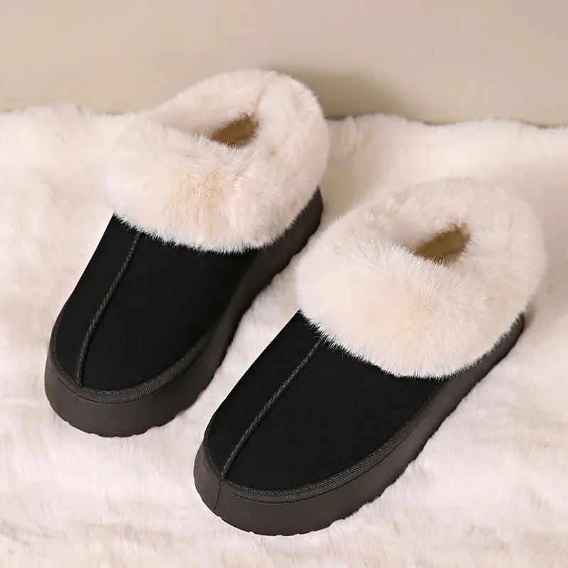 Sohiwoo Thick Sole Faux Fur Snow Boots Women Warm Thicken Plush Winter Boots Woman Non Slip Platform Cotton Padded Shoes Mujer 42