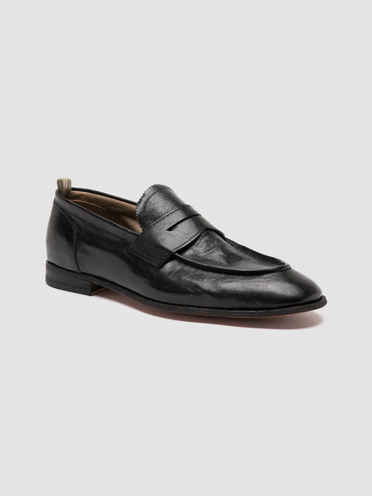 SOLITUDE 001 - Black Leather Penny Loafers