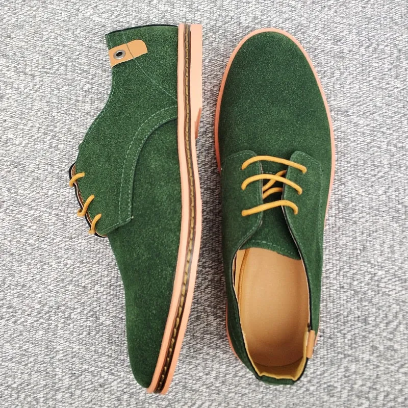 Spring Suede Leather Men Shoes Oxford Casual Shoes Classic Sneakers Comfortable Footwear Dress Shoes Large Size Flats