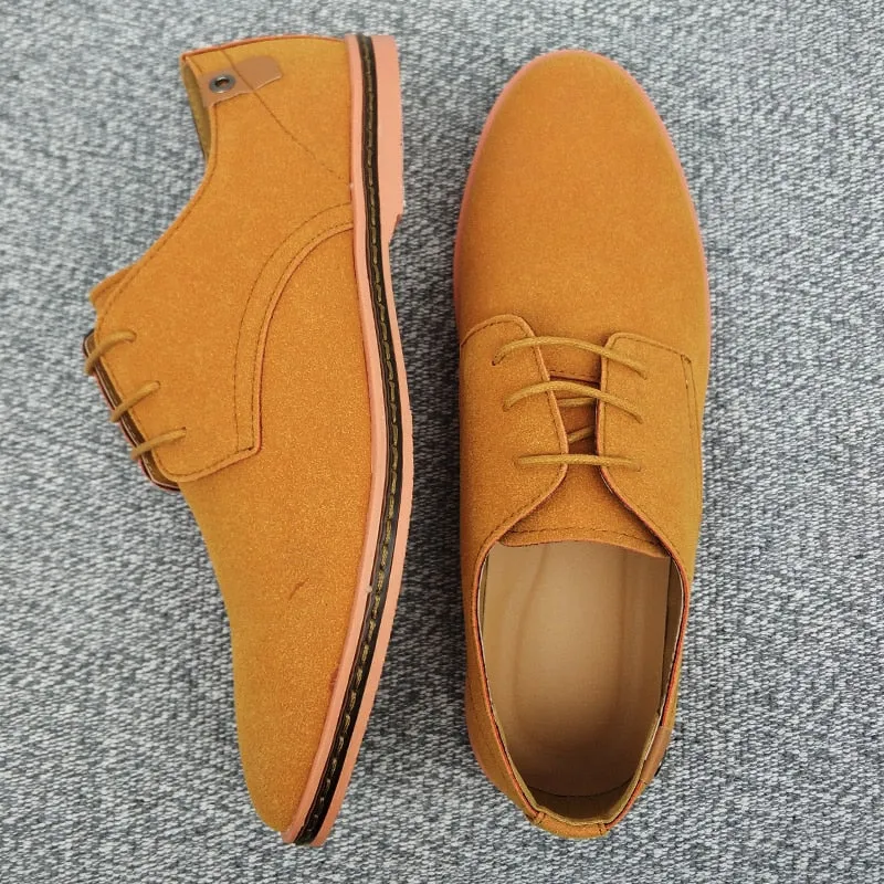 Spring Suede Leather Men Shoes Oxford Casual Shoes Classic Sneakers Comfortable Footwear Dress Shoes Large Size Flats