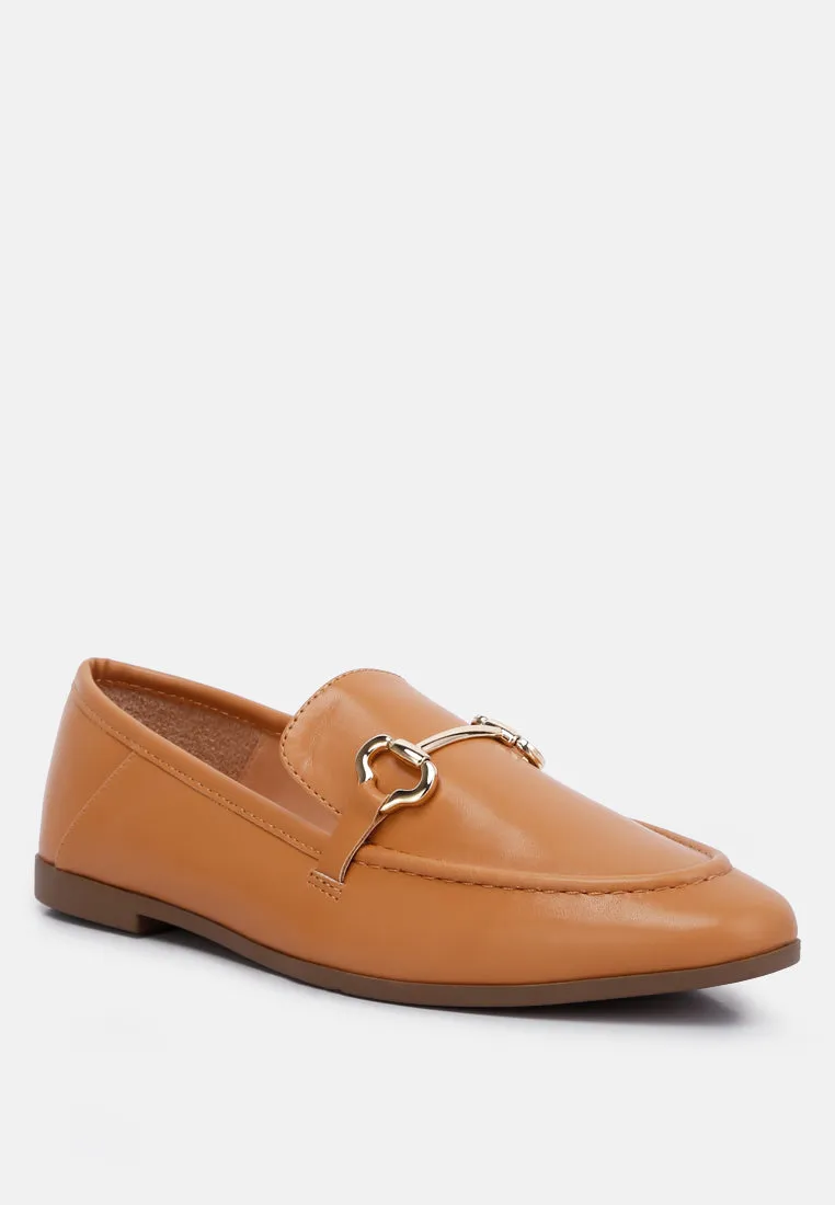 Talula Horsebit Embellished Faux Leather Loafers