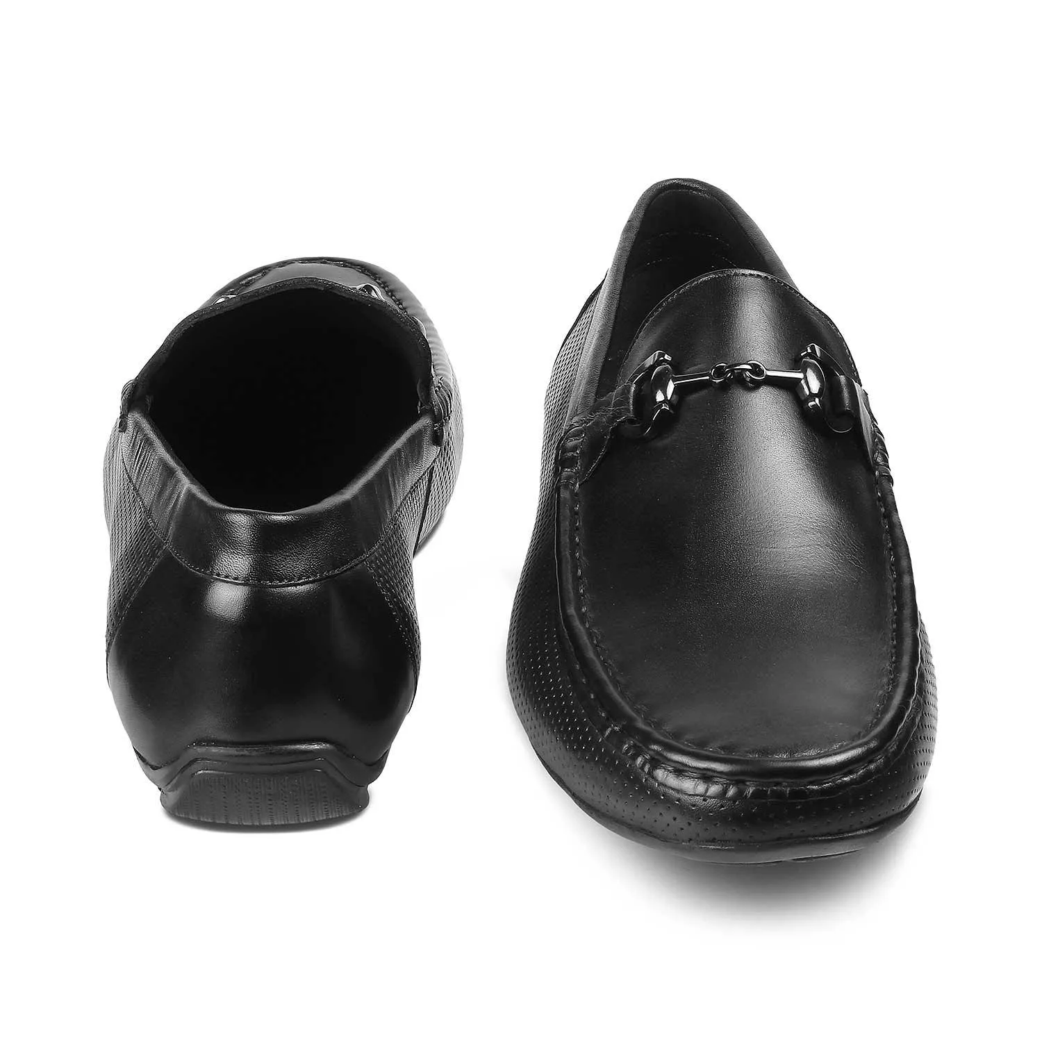 The Otterdam Black Men's Leather Driving Loafers