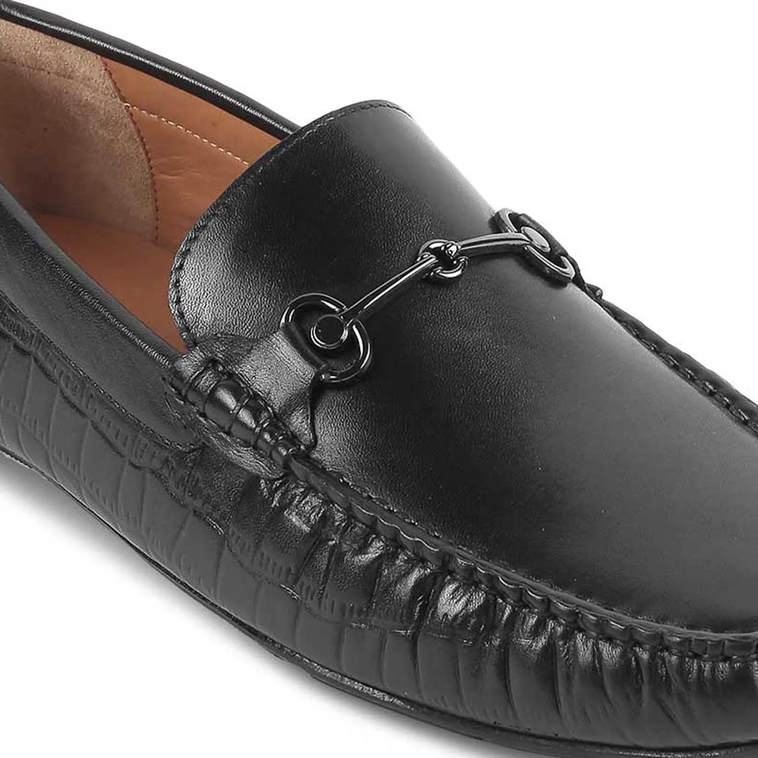 The Port Black Men's Leather Driving Loafers Tresmode