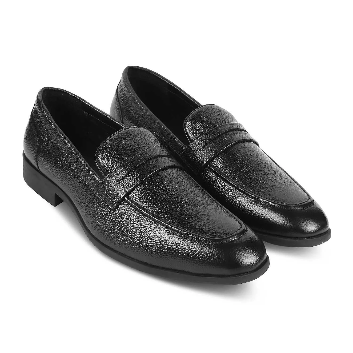 The Quebec Black Men's Leather Loafers Tresmode