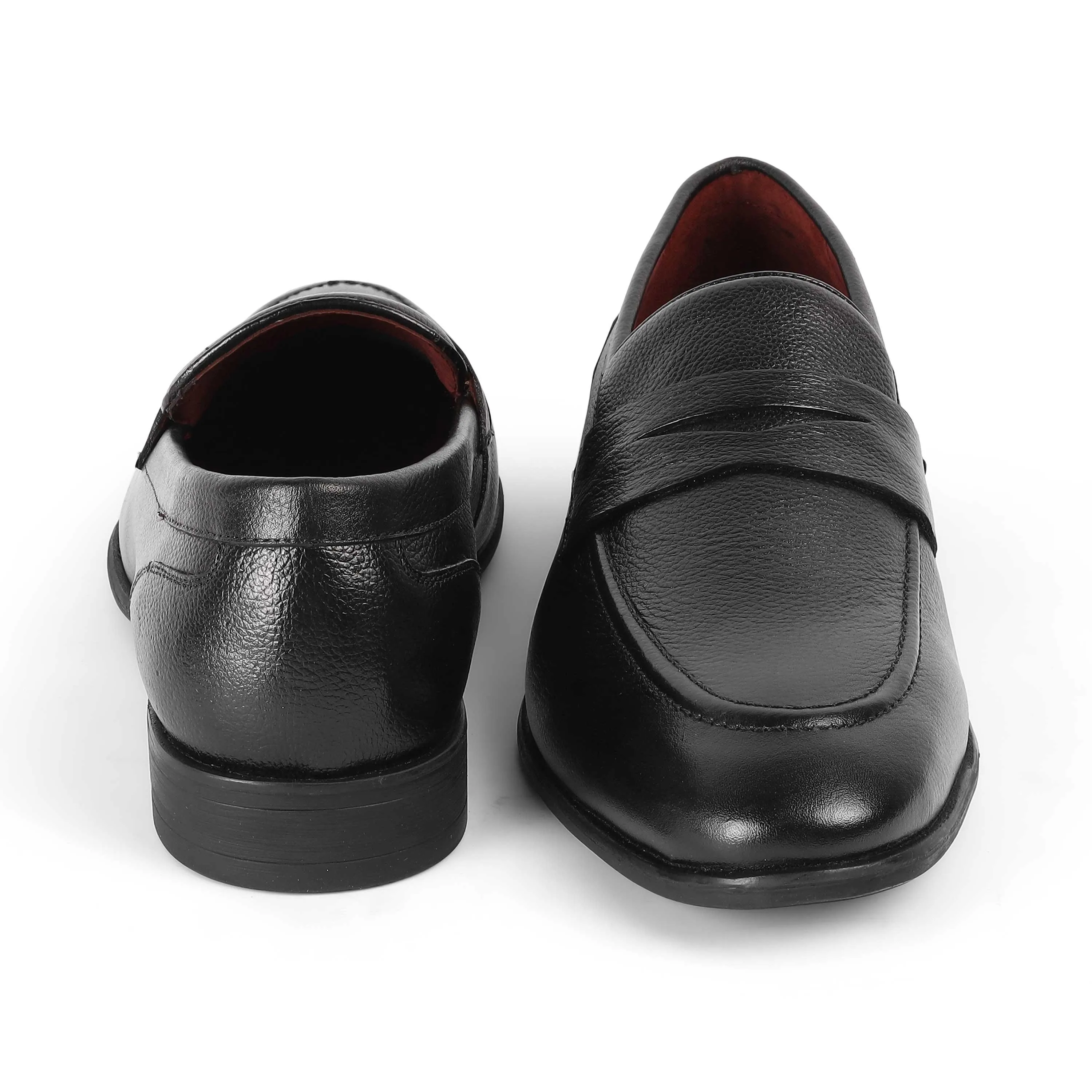 Tresmode Aris Black Men's Leather Penny Loafers