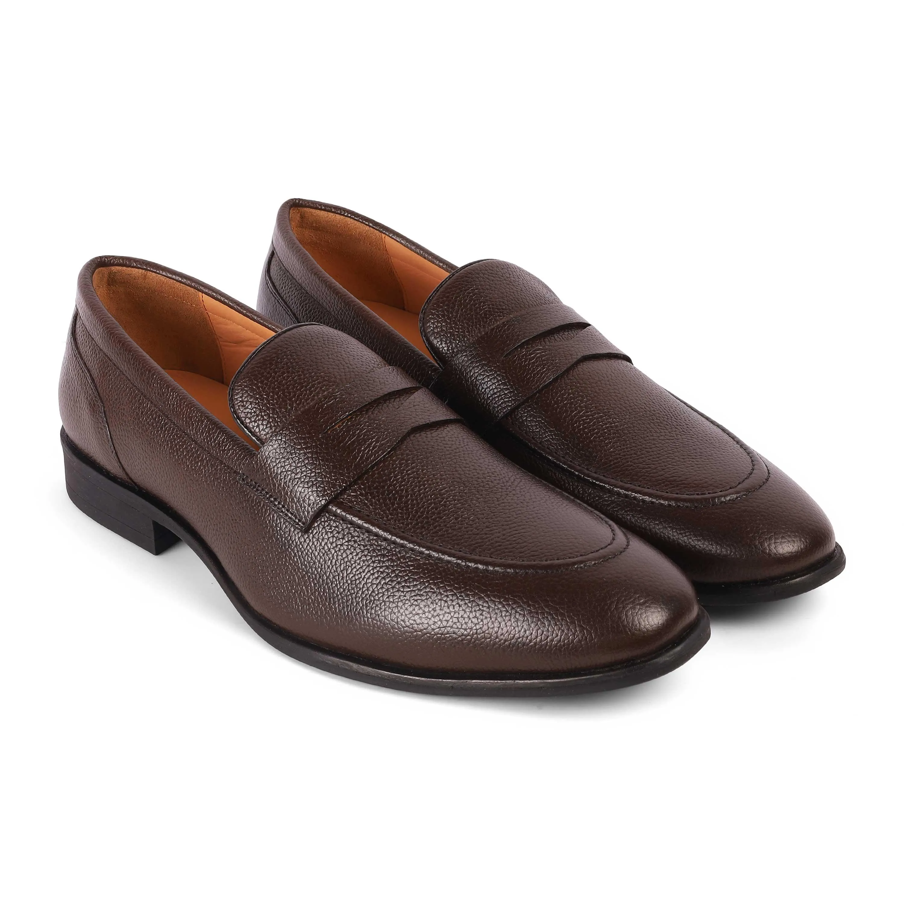 Tresmode Aris Brown Men's Leather Penny Loafers