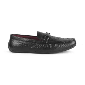 Tresmode Camil Black Men's Leather Driving Loafers