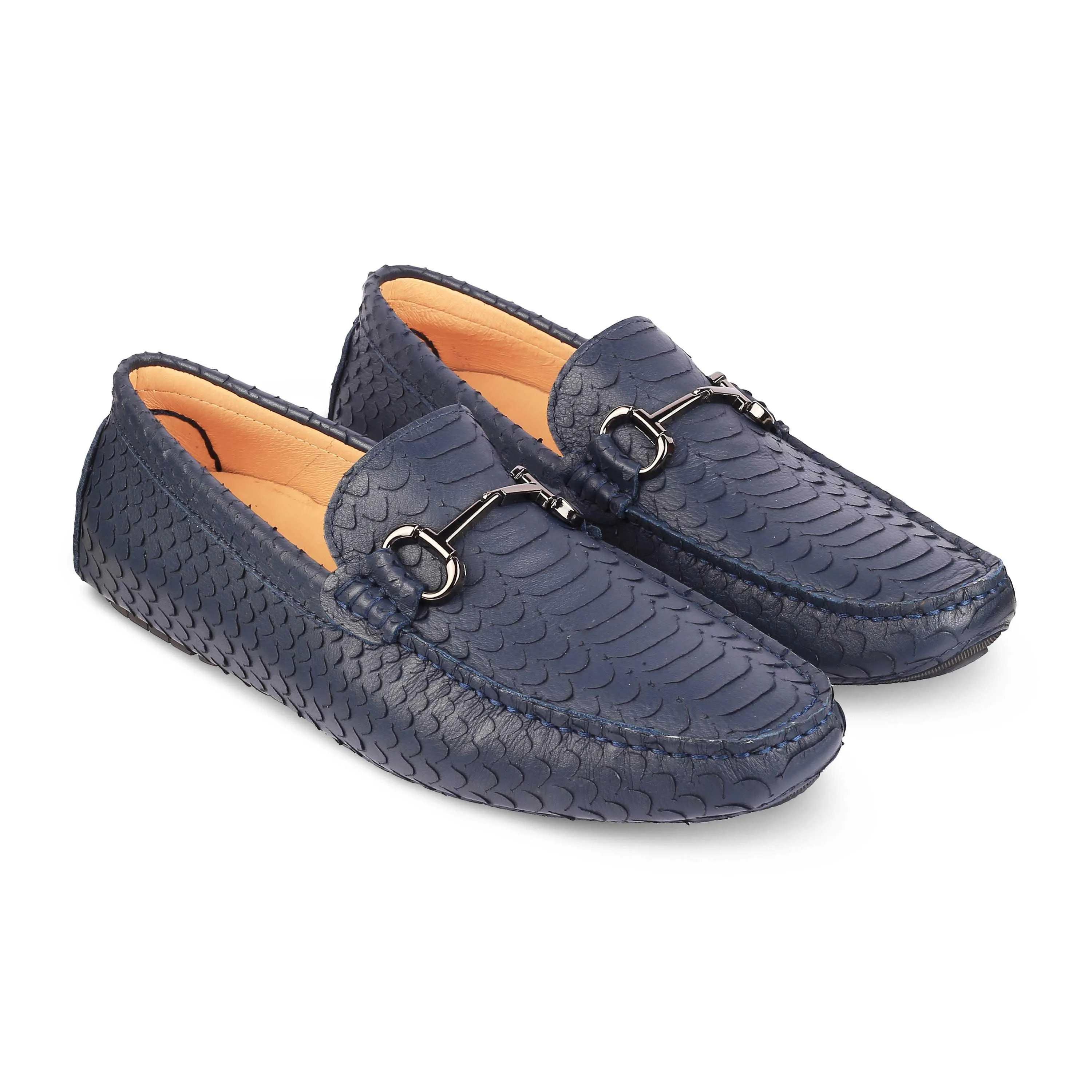 Tresmode Sofi Blue Men's Leather Driving Loafers