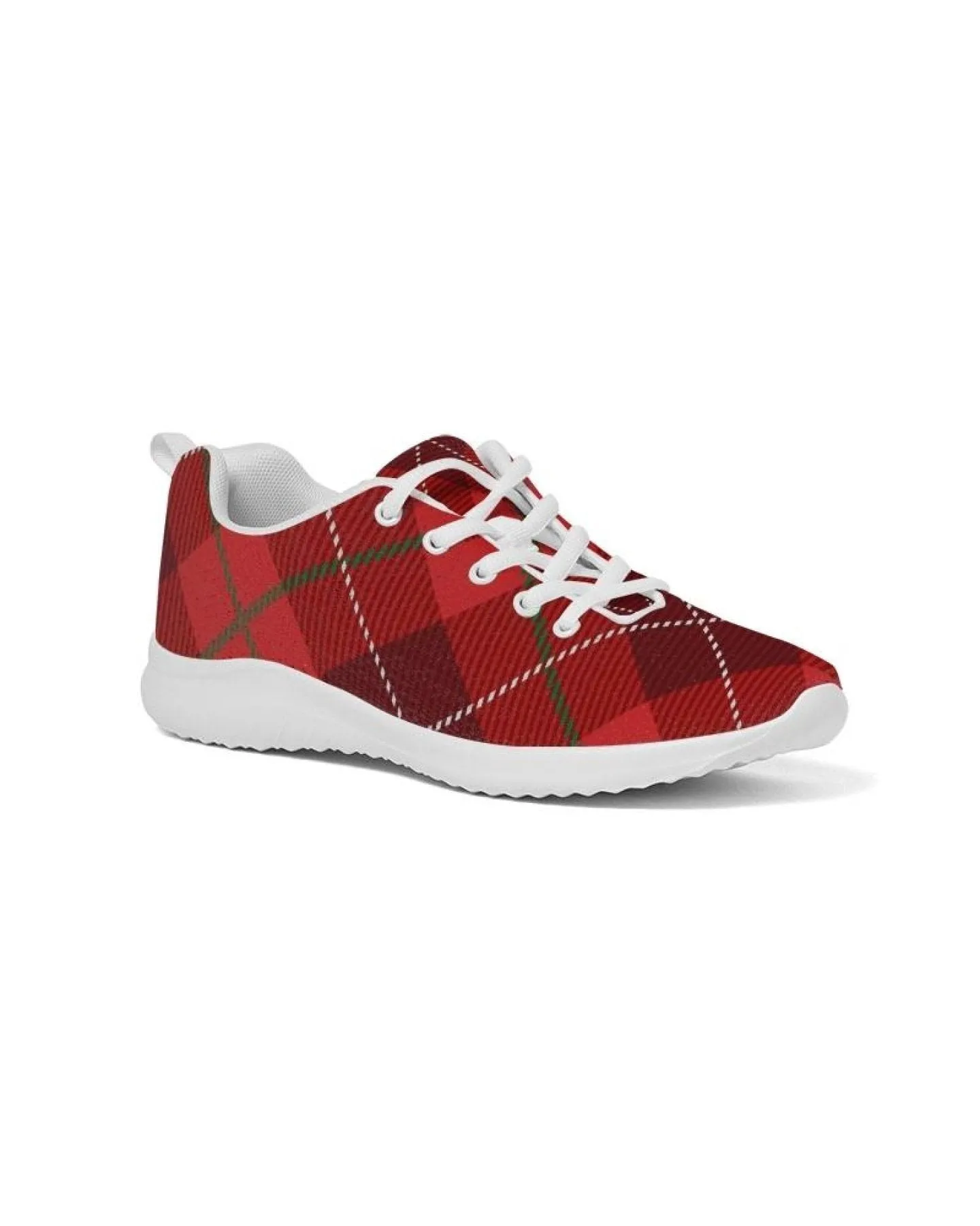 Uniquely You Womens Sneakers - Red Plaid Canvas Sports Shoes / Running