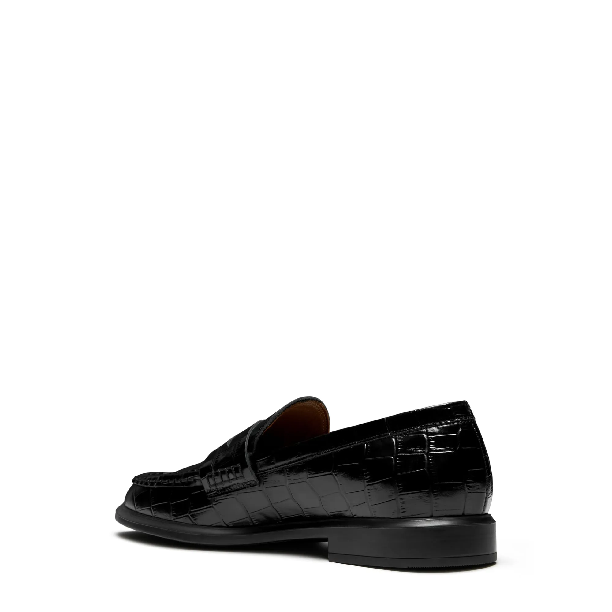 Vendôme Blandine croco black calfskin leather loafers